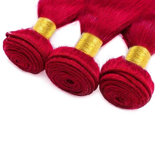 Condescension Brazilian Red Human Hair Bundles 26 28 30 Inch Straight 3 Bundles Human Hair 100% Unprocessed Remy Brazilian Virgin Weave Hair Red for Women