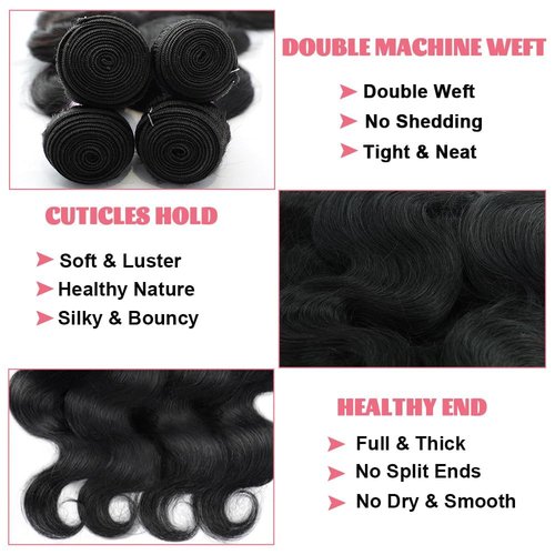 14A Human Hair Bundles 32 Inch Body Wave Bundles Human Hair 100% Unprocessed Brazilian Virgin Hair Body Wave 1 Bundle Human Hair Extensions for Women Natural Color Quick Weave