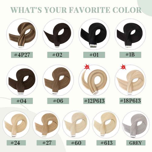 Rich Choices Tape in Hair Extensions Human Hair, 40pcs 100g 100% Remy Tape Hair Extensions Real Human Hair,Seamless Tape in Hair Extension 18 Inch #12P613 Golden Brown Highlighted Bleach Blonde