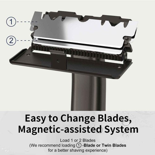 THURLADY Razors for Men, Dual-Blade Safety Razor with Pivoting Head, Reusable Metal Shaving Razor, with 10 Double Edge Blades, Smooth Close Shave, Matte Black