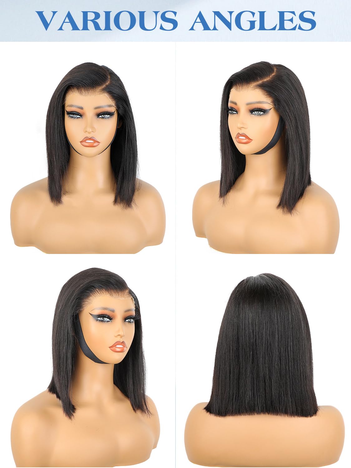 16 Inch Bob Straight Side Part 7x5 Wear and Go Glueless Wigs Human Hair Pre Cut Pre Plucked Bleached HD Lace Front Bob Wig Human Hair 180% Density Short Straight Wigs for Black Women