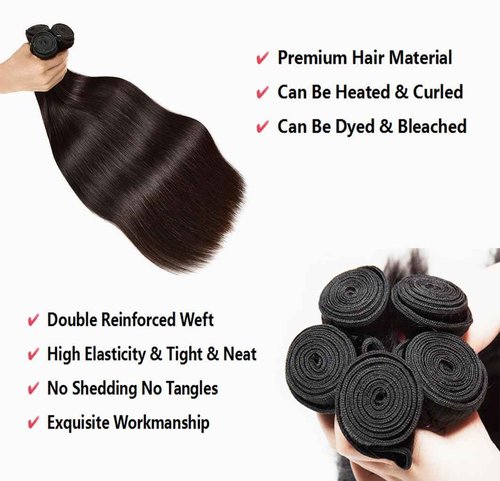 Brazilian Virgin Straight Hair Bundles 100% Unprocessed Virgin Human Hair Weave Bundles Human Hair Extension Double Weft Natural Color Straight Hair Bundles(24 26 28 Inch)