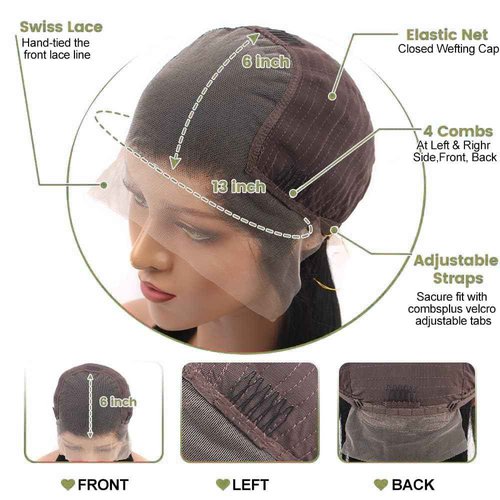 Knosps 20 Inch 13x6 Lace Front Wigs Human Hair Pre Plucked 180 Density Straight HD Lace Front Wigs Human Hair 13x6 Lace Frontal Straight Human Hair Wigs for Women Glueless Wigs Human Hair