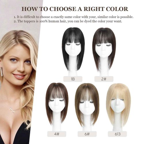 Aimeolyn Hair Toppers for Women Real Human Hair 12inch Hairs Toppers for women With Bangs Skin Scalp Big Base Cover Thinning Loss Top Hairs Wiglets