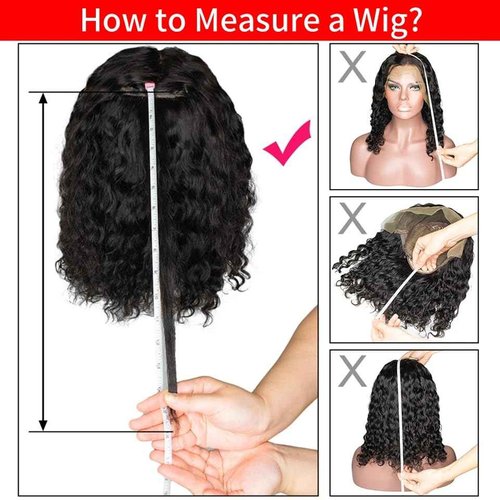 Nakkia 13x6 Bob Wig Deep Wave Lace Front Wigs Human Hair 13x6 Lace Frontal Wigs 180% Density Curly Bob Wig Human Hair Pre Plucked for Women Natural Black 16Inch