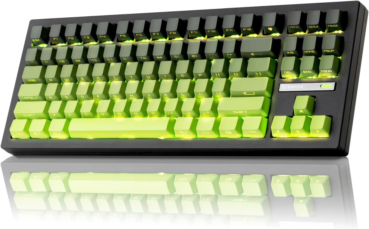 ZORNHER ZH870 Wireless Mechanical Gaming Keyboard,80% Pink & Purple Custom Creamy Sound Keyboard with Shine Through PBT Keycaps,Pre-lubed Linear Switches,Hot-Swappable,RGB Backlit,2.4GHz/USB-C/BT5.0