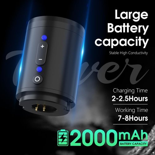 Kiss of Dragon Wireless Tattoo Machine with Coreless Motor - Rotary Cartridge Tattoo Pen with 2000mAh Power Supply Digital LCD Display for Professionals and Beginners Tattoo Artists