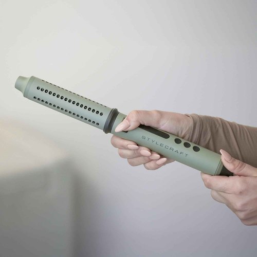 StyleCraft Sage 2-in-1 Ceramic Barrel Styling Brush and Curling Wand with Retractable Bristles, Tourmaline Technology, and Customizable Temperatures