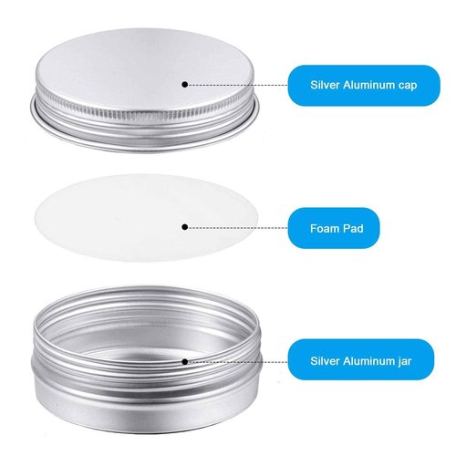 Patelai 72 Pcs 2 oz Tins with Screw Lid and Labels Aluminum Round Cans Salve Containers Travel Cosmetic Metal Tins for Candles Lotion Bars Balms Food Spice Candies DIY Crafts(Silver)