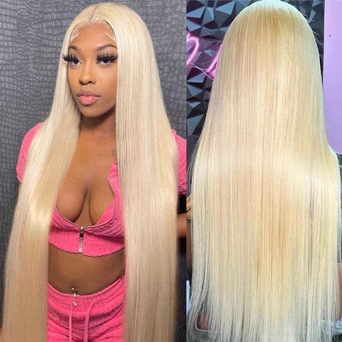 Anderade 613 Lace Front Wig with Human Hair, Blonde, Straight, Pre-Plucked Baby Hair, Lace Frontal, 26"