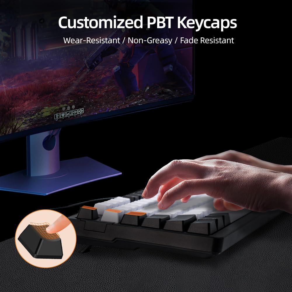 ANGELOYANG Mechanical Gaming Keyboard, Full Key Percent Compact Wired RGB Backlit Light Up, Red Switches Hot Swappable USB C Creamy Sounding Silent Black Mechanical Keyboard for PC MAC