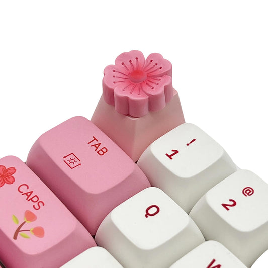 ZMX Cute Flower Keycaps,Pink Cherry Blossom Custom ESC Keycaps Artisan Resin Keycap for MX Switches Mechanical Gaming Keyboard OEM Profile R4 Height Personalized 3D Single Keycap (01)