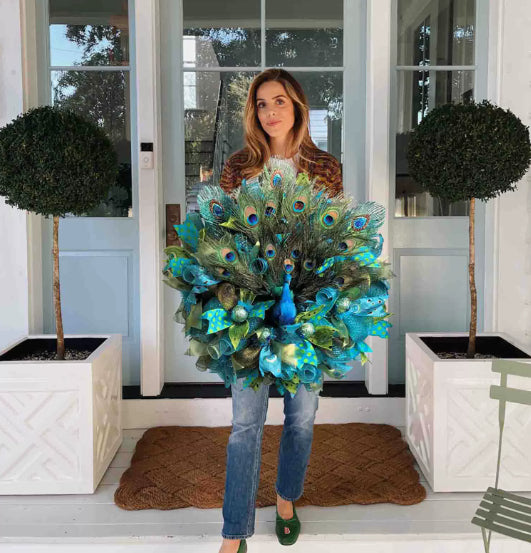 Peacock Wreath Decorative Garland for Farmhouse Home & Garden, 45cm