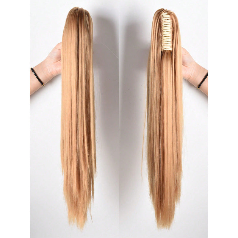 Women's Long Straight Ponytail Wig with Clip-In Medium Length Hair Extension