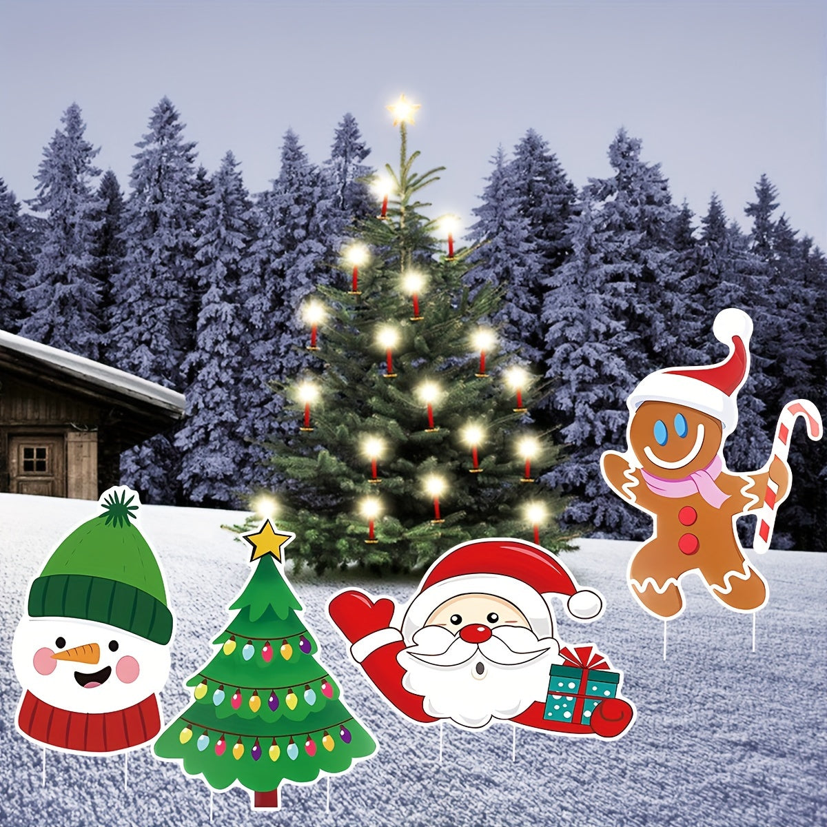 5-Pack Christmas Yard Signs with Stakes - Multicolour Decorations