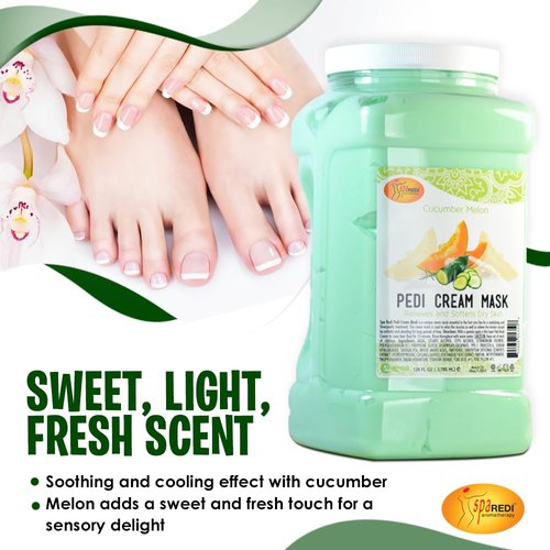SPA REDI - Body and Foot Cream Mask, Cucumber and Melon, 128 Oz - Pedicure Massage for Tired Feet and Body, Hydrating, Fresh Skin