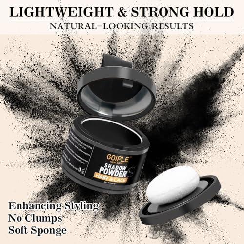 Root Cover Up Powder Hairline Powder for Women Root Touch Up Hair Color for Bald Spots, Eyebrows, Beard Line, Light-Blonde Hair Fibers for Thinning Hair Shadow Cover Up 2 Pack (Black)