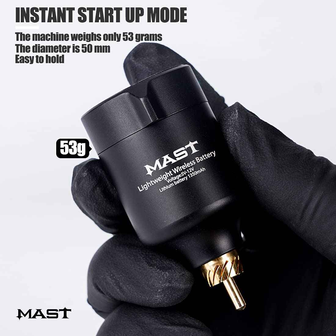 Mast Flip Complete Tattoo Kit -Wireless Cartridges Tattoo Machine with 7 Adjustable Strokes 2.6-4.0mm 2 Batteries Power Supply 20 Pro Needles Ideal for Lining Shading Coloring Professional Starter Set