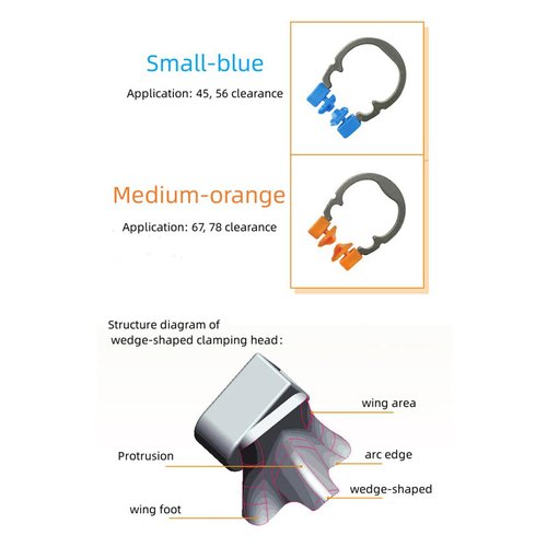 Dental Sectional Matrix Ring Clamp Spring Clip, Autoclavable Nickel Titanium Orthodontic Clamp Rings, Contoured Matrices System for Pre and Post Molars. (R2 Blue+Orange)