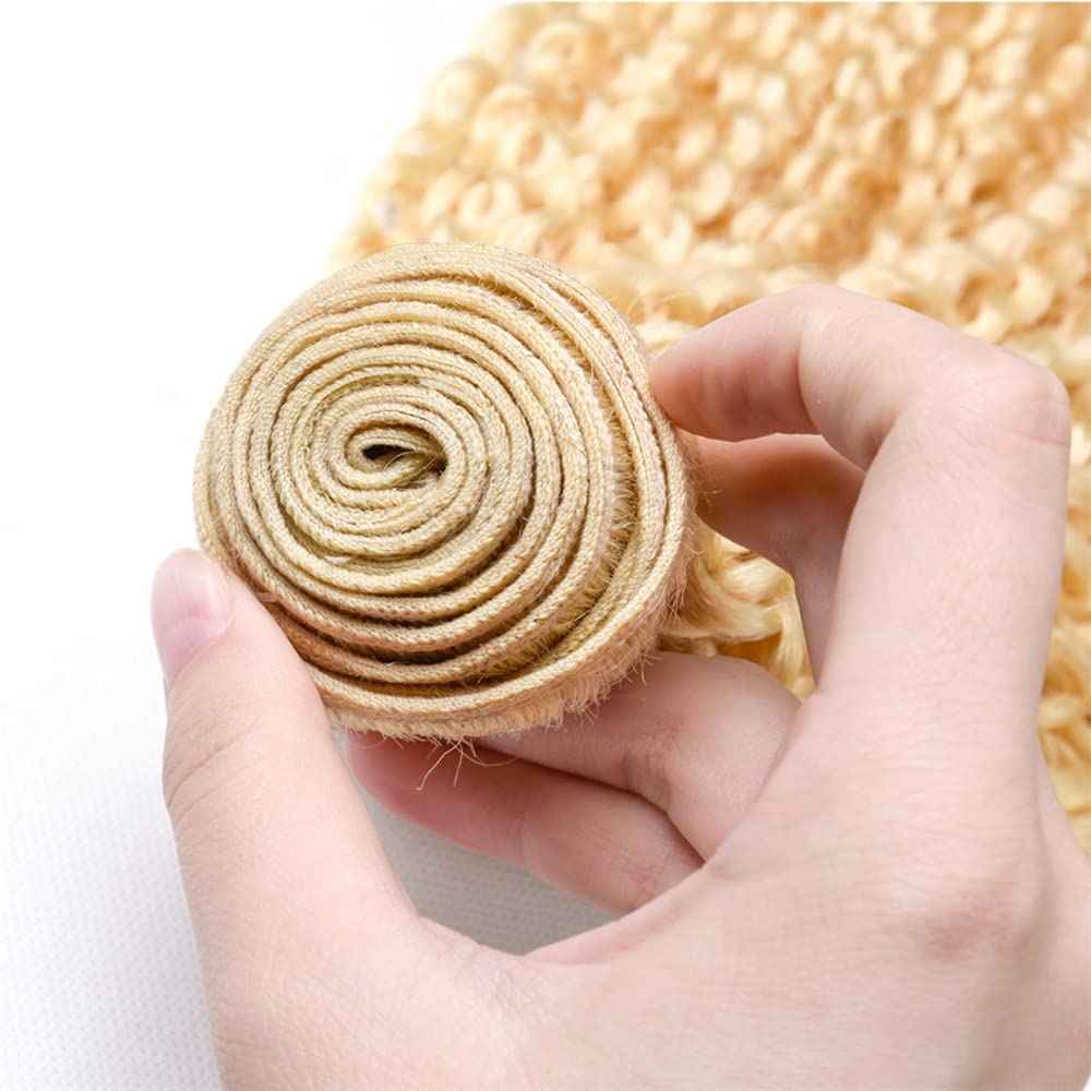 30 32 34 Inch 613 Bundles Human Hair Blonde Kinky Curly Bundles 8A Brazilian Virgin Remy Mixed Length 613 Blonde Bundle Hair Weave