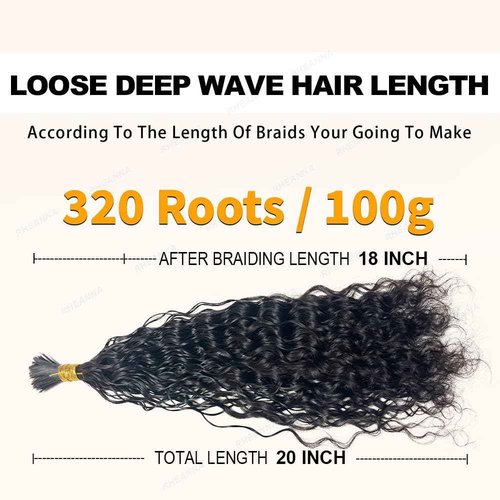 RHEANNA Pre-Divided Curly Bulk Human Hair For Boho Braids Loose Deep Wave Bulk Human Hair For Braiding Double Drawn Extensions (320 Roots)20inch/100g