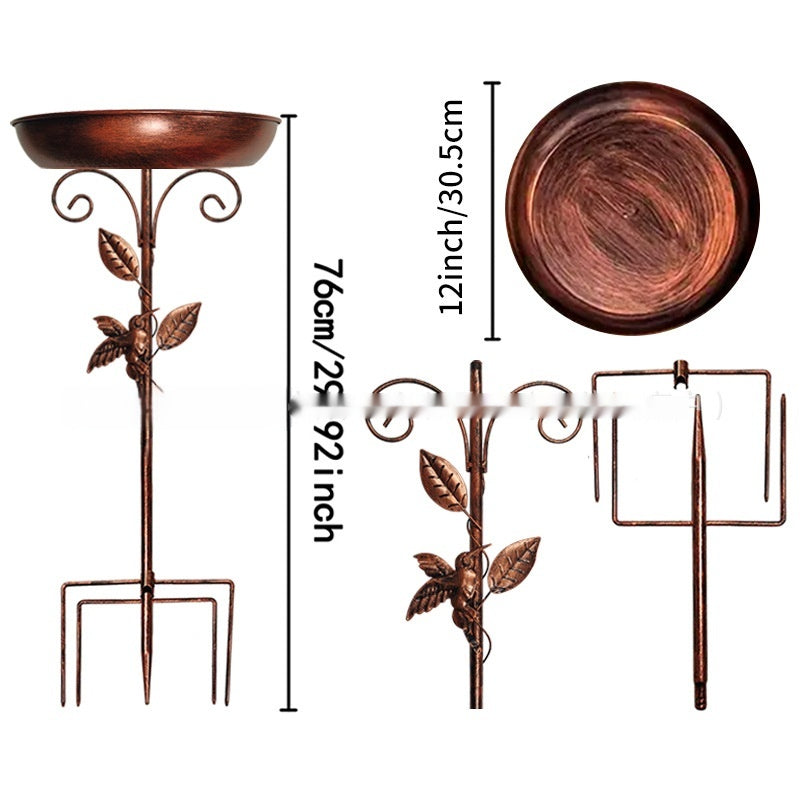 Retro Iron Bird Feeding Flowerpot - Decorative Garden Art