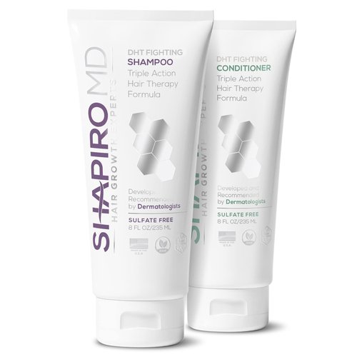 Shapiro MD Hair Growth Experts Shampoo and Conditioner with 100% Vegan Formulas, DHT Fighting Treatments for Thinning Hair Developed by Dermatologists, Fuller & Thicker Looking Hair, 1 Month Supply