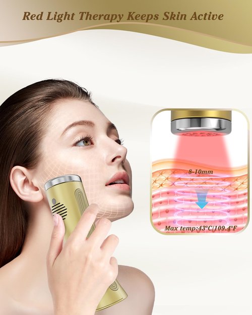 VOFEL Red Light Device Facial and Neck Massager for Skin Tightening, Champagne