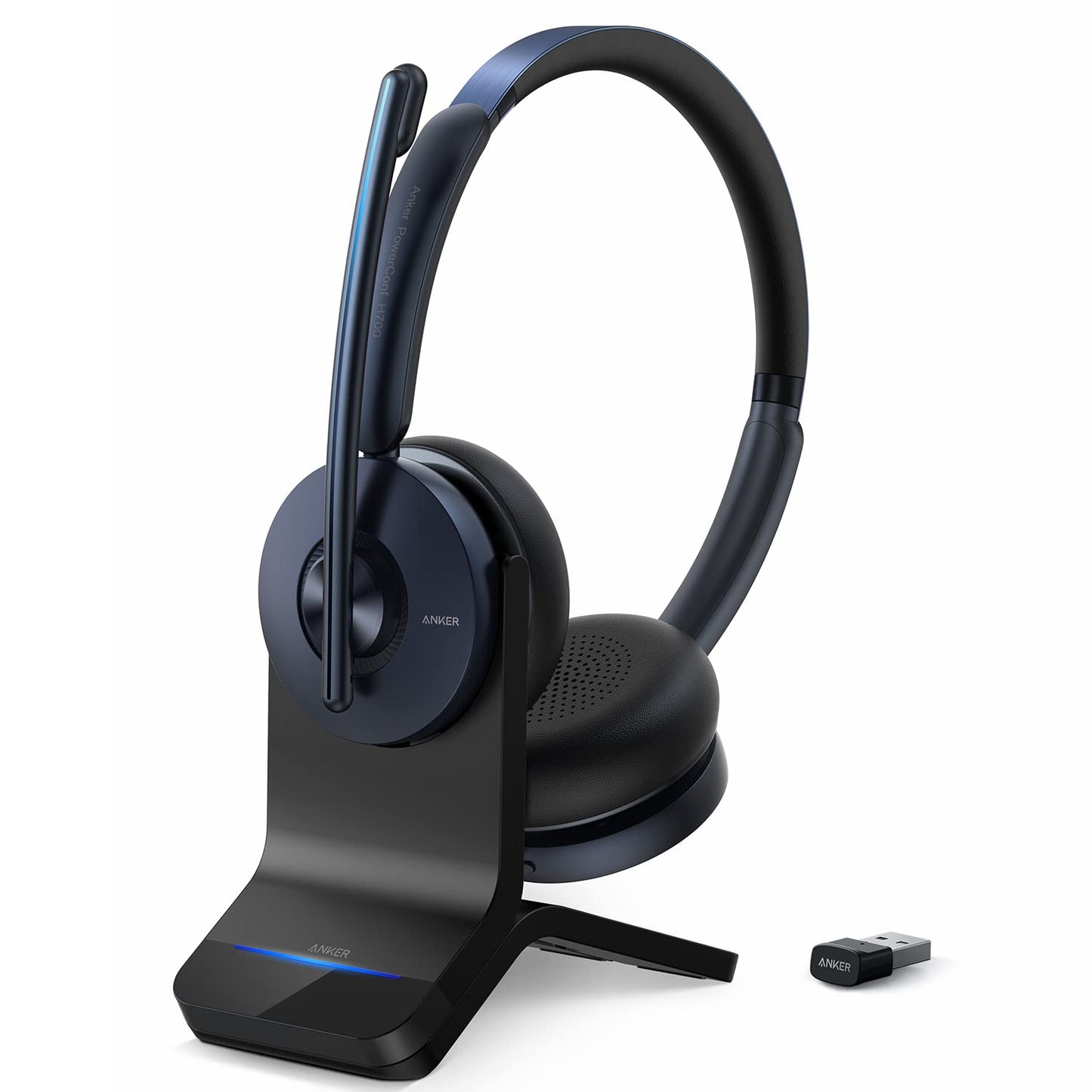 Anker PowerConf H700, Bluetooth Headset with Microphone, Active Noise Cancelling, Audio Recording and Meeting Transcription, AI-Enhanced Calls (Headset+Charge Stand)