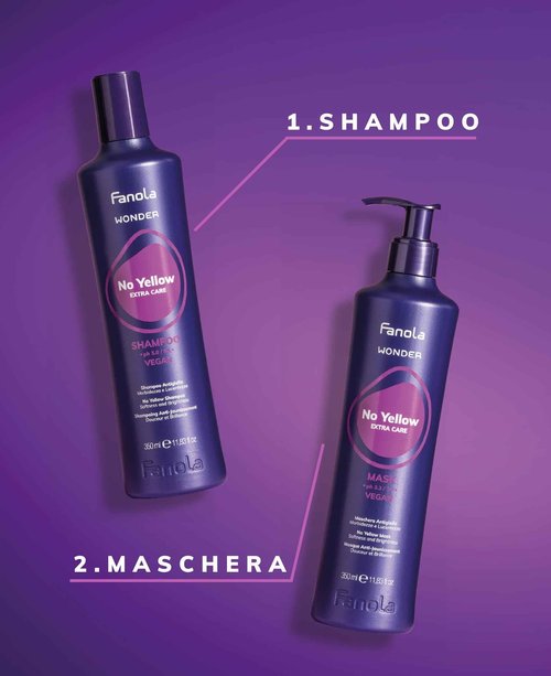 Fanola Wonder No Yellow Purple Hair Mask - Acidic pH Deep Conditioning Hair Mask for Blonde, Bleached & Grey Shades - Intense Violet Pigment Neutralizes Brassy Tones (33.8 Ounce)