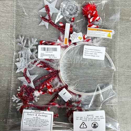 CASDRE Christmas Light up Headband Red White Xmas Candy Hair Hoop Stars Snowflake Sparkly Hair Accessories for Women and Girls