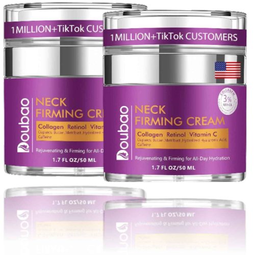 Advanced Neck Firming Cream – 3% Retinol & Hyaluronic Acid for Wrinkle Reduction, Lifting & Skin Tightening – Anti-Aging Moisturizer for Face, Neck & Décolleté – Deep Hydration, 3.4 FL（2 bottle）.