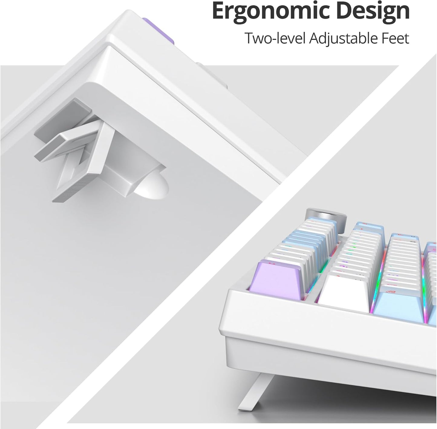 75% Purple Mechanical Gaming Keyboard with Hot Swap RGB and Gasket Mount - TKL Red Switch, 75 Percent, Creamy Mechanical Keyboard (82 Purple White)