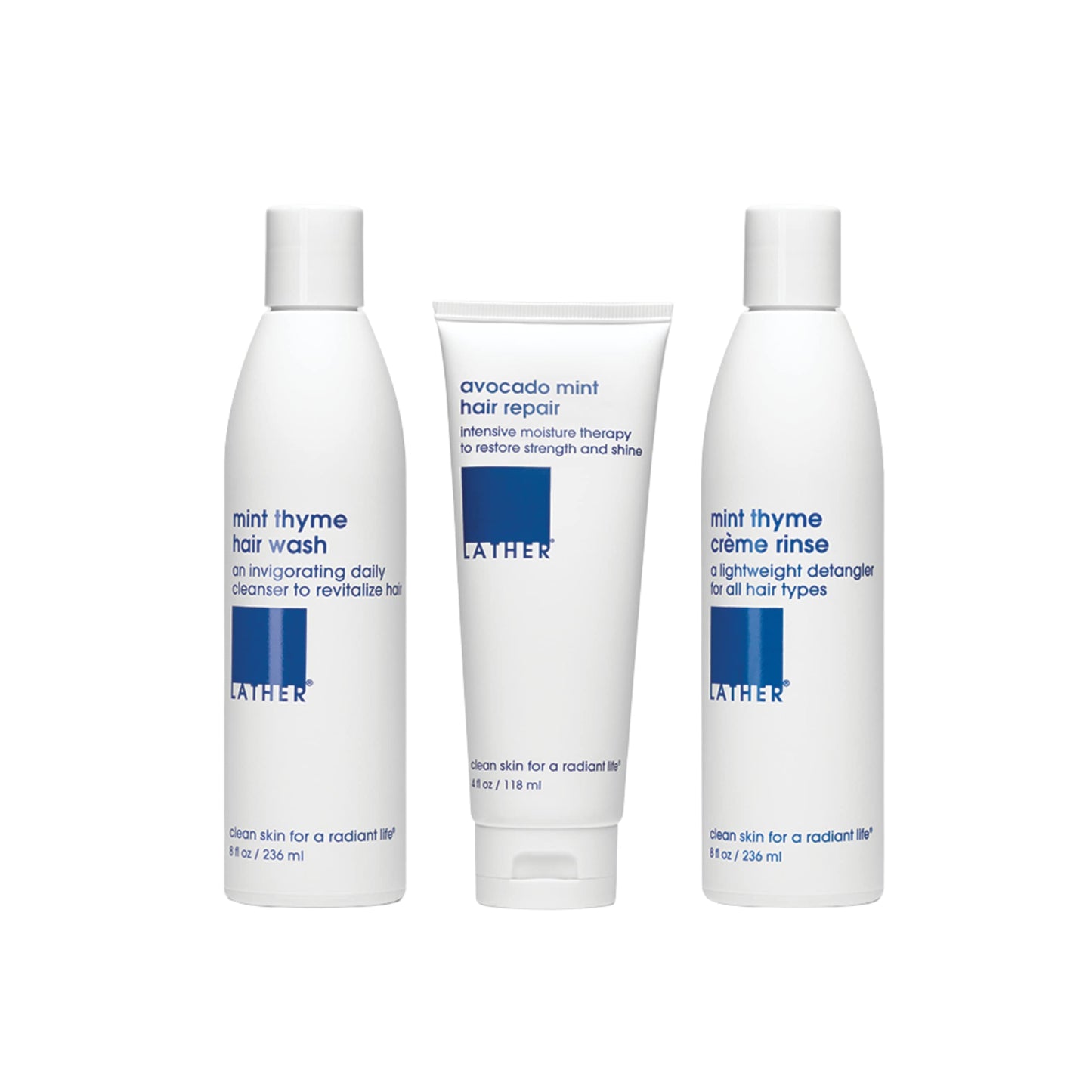 LATHER Appoint-Mint - Gentle Daily Moisturizing Shampoo, Detangler Conditioner & Leave-In Conditioning Mask Set - Sulfate-Free for All Hair Types