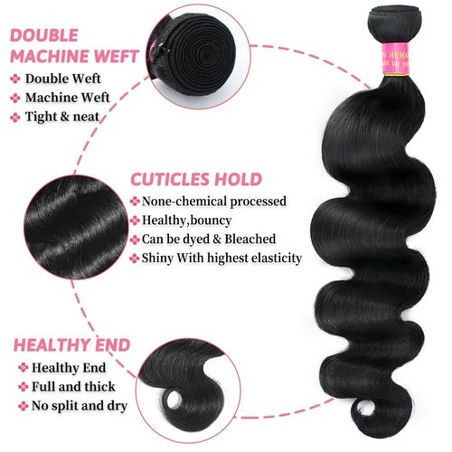 Brazilian Body Wave One Bundle 30 Inch Brazilian Virgin Human Hair 100% Unprocessed Brazilian Body Wave Weave Human Hair Bundles Natural Black Color (BW-1-bundle, 30inch)