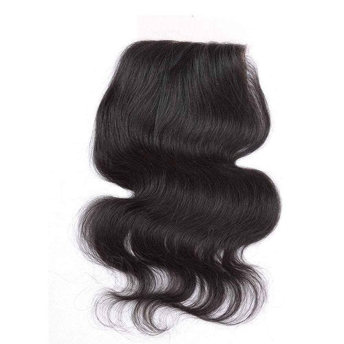 ELIHAIR Silk Base Closure Hair Pieces Brazilian Virgin Human Hair Top Closures with Baby Hair 4 * 4" Free Part Natural Color Body Wave 12"