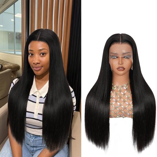 ZCORGDHAIR Straight Lace Front Wigs Human Hair 13x6 HD Transparent Lace Front Human Hair Wigs Human Hair Wig Glueless Wigs Human Hair Pre Plucked Pre Cut Straight Lace Front Wigs(26in)
