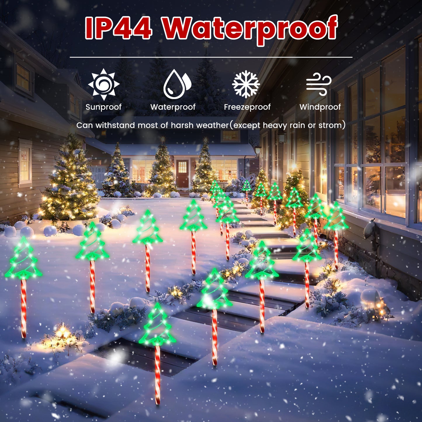 Christmas Outdoor Pathway Lights - 8 Modes, IP44 Waterproof