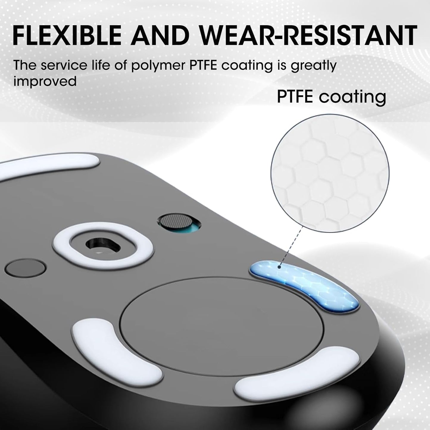 2 Pack Mouse Feet Sliding Stickers, Wear-Resistant Smooth Mice Glass Skates Pad (Glide Mice Skates, White PTFE) (6&7mm Universal Mouse Feet)
