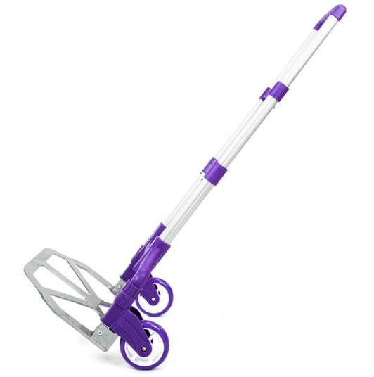 Portable Foldable Telescopic Luggage Cart with Max 165 lbs Capacity - Purple