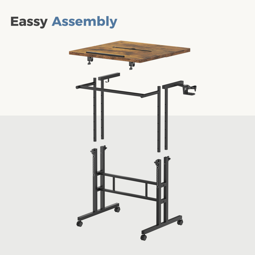 Manually Adjustable Height Rotating Standing Desk - Mobile Worktable