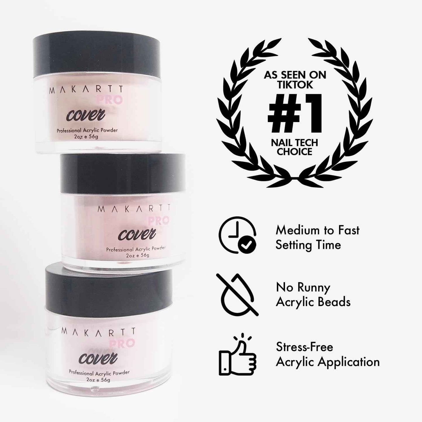 MakarttPro Cool Tone Acrylic Powder Collection - Essential Nude and Pink Cover Powder - Smooth Application - Professional Quality for Nail Technicians - Beginner Friendly - 8-Piece Set with 2oz/56g