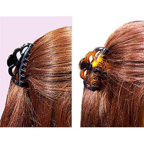 Medium Hair Claw Clips for Women Fine Hair Plastic Claw Clamps Clips in Set (Arc-Black+Brownish Red-M)