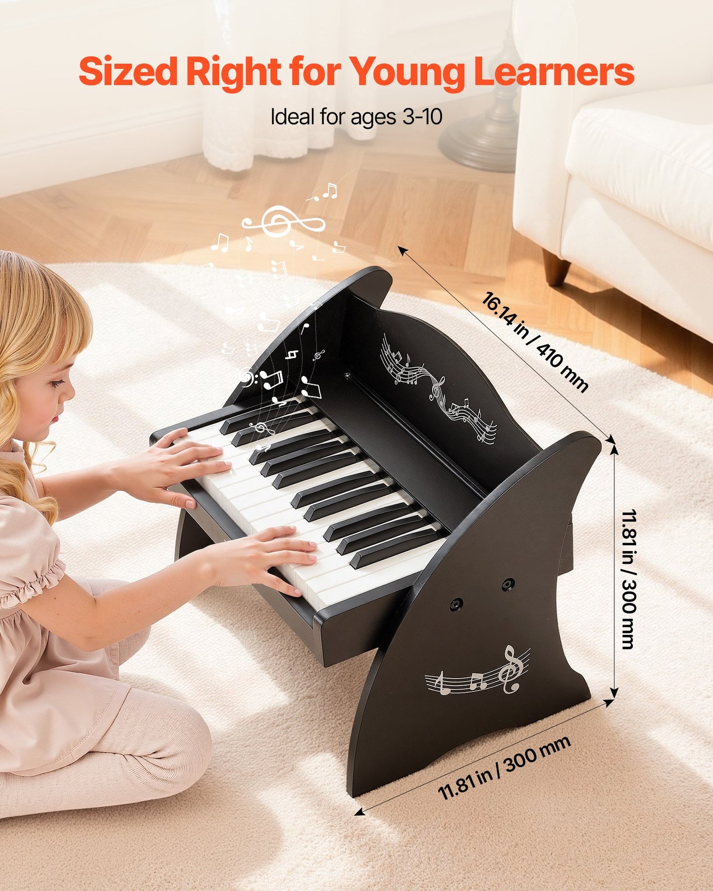 Kids Wooden Piano Keyboard - 25 Keys Educational Musical Toy for Toddlers