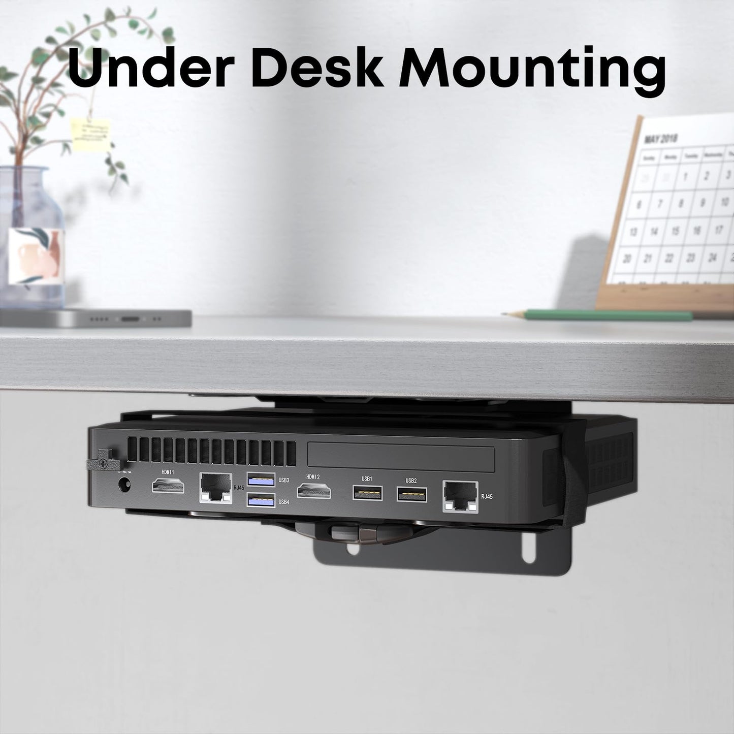 Adjustable Thin Client Mount Bracket - Mount Mini PC to Monitor Arm, Stand Pole, or Under Desk,Supports 0.67" - 2.8" Wide CPU,Black