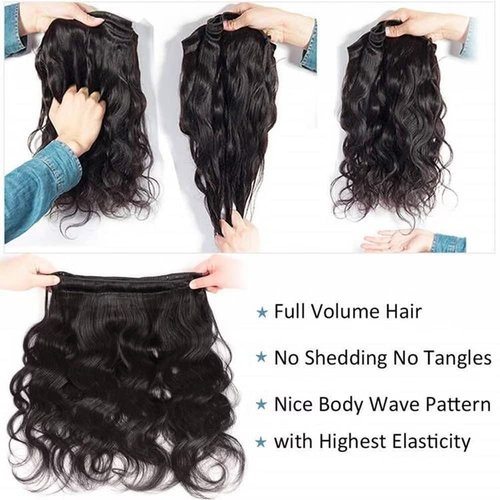 12A Human Hair Bundles Body Wave Bundles Human Hair 16 18 20 Inch 3 Bundles Hair 100% Unprocessed Brazilian Virgin Hair Deals Weave Human Hair Extension Natural Color