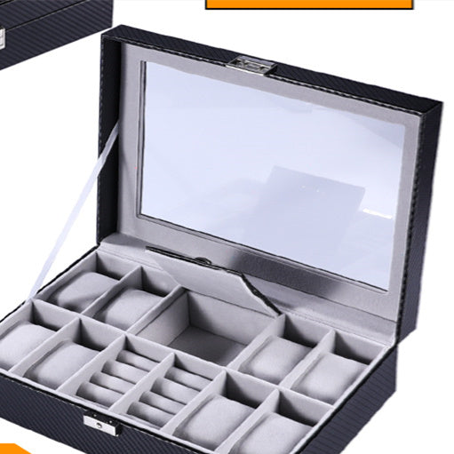 Leather Watch Storage Box with Multiple Compartments - Creative Home Organizer