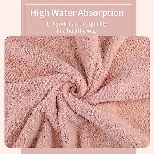 Microfiber Hair Towel Quick Dry Hair Towel Hair Drying Towels Suitable for All Kinds of Hair Ultra Absorbent Long and Thick Hair 20X40inch Lotus Root Pink (1pcs)