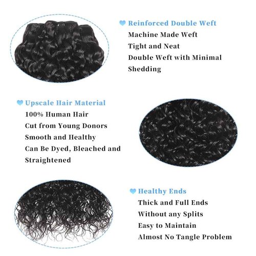 PXCPXC Water Wave Human Hair Bundles 20 22 24 Inch 12A Burmese Deerp Curly Bundles Human Hair 100% Unprocessed Wet and Wavy 3PC Bundles Human Hair Extensions Natural Black