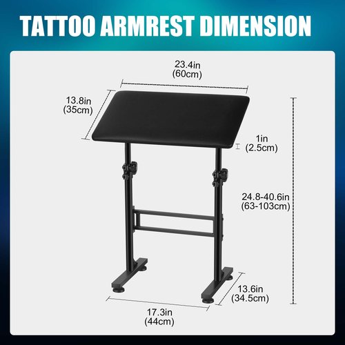 POARMEEY XXL Tattoo Arm Rest Stand Professional Tattoo Armrest with Large Soft Pillow and Adjustable Hight Angle for Studio